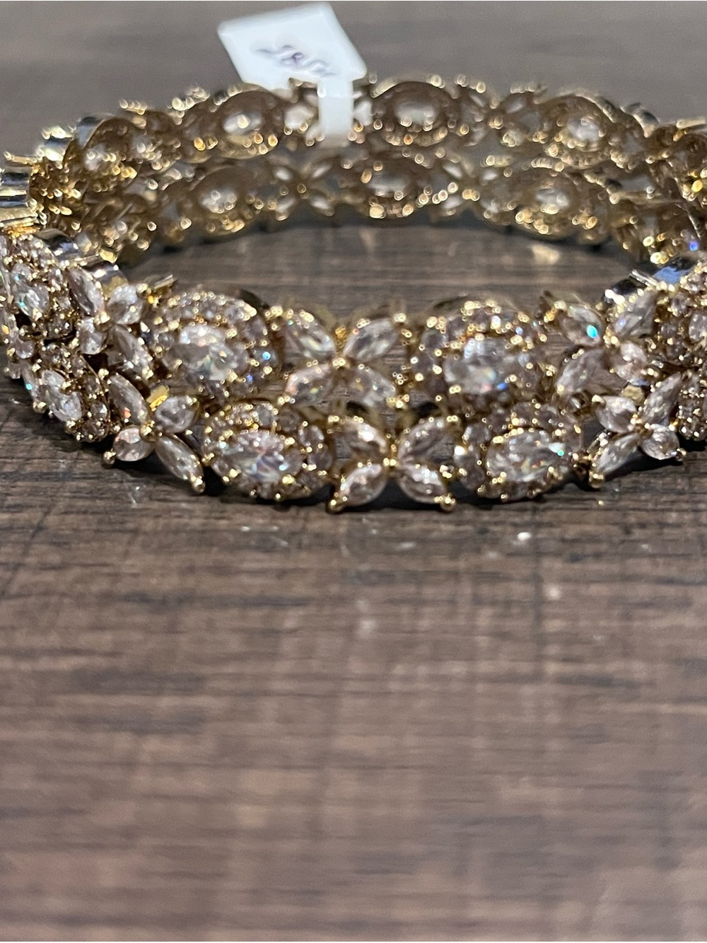 Gold Crystal Floral Bangle Set rhinestone CV lot Indian - Picture 3 of 4